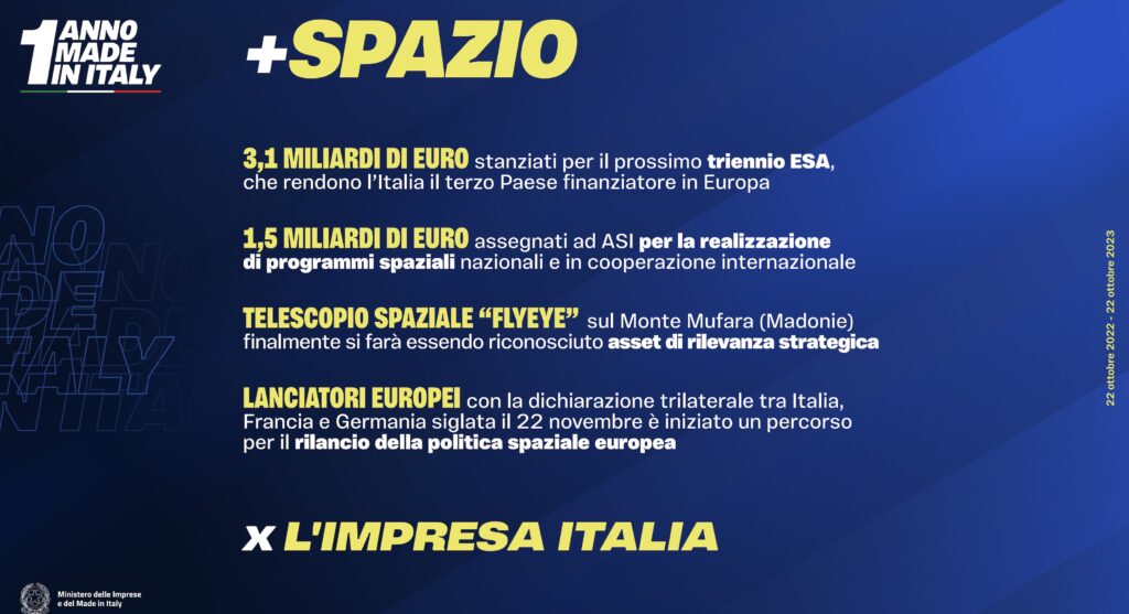 + SPAZIO: 1 anno del Ministro Adolfo Urso tutto Made in Italy 3 1 anno made in italy aerospazio - + SPAZIO: 1 anno del Ministro Adolfo Urso tutto Made in Italy