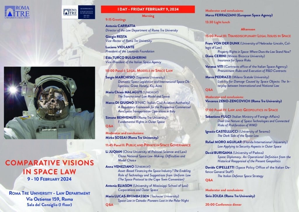 Comparative Visions in Space Law sala consiglio università roma tre