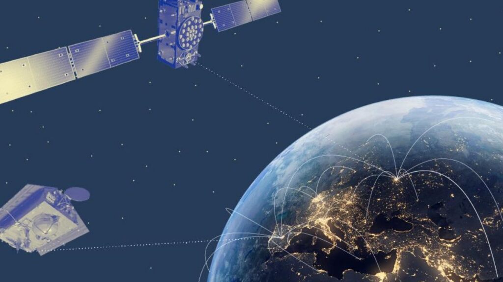 COPUOS 2026, sostenibilità orbitale al centro del dibattito ONU 1 COPUOS 2026, rappresentazione di satelliti in orbita attorno alla Terra utilizzata per illustrare i temi della sostenibilità orbitale e della gestione del traffico spaziale.