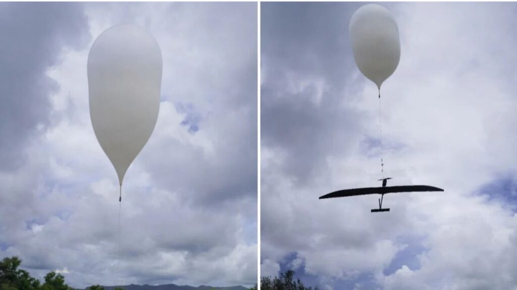 Guam, l'US Army sperimenta una piattaforma stratosferica per comunicazioni e osservazione nel Pacifico 1 Piattaforma stratosferica dell'US Army durante il lancio con un pallone aerostatico di un velivolo solare impiegato per un test operativo a Guam.