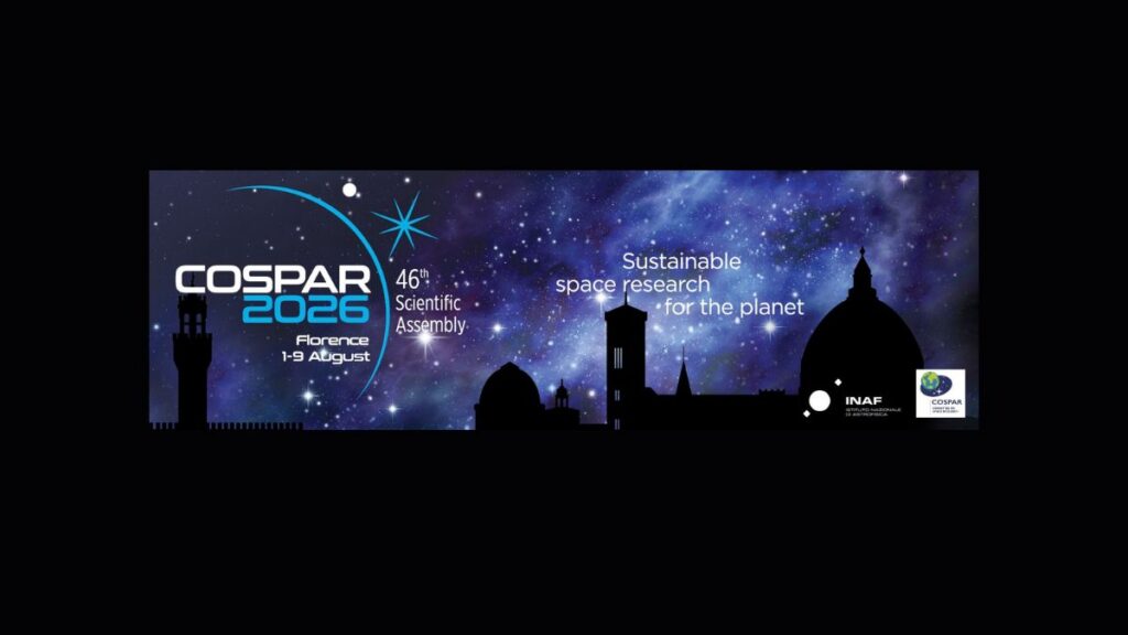 Firenze riporta l'Italia al centro della governance della ricerca spaziale: al via la 46ª Assemblea Scientifica del COSPAR 1 Banner ufficiale della 46ª Assemblea Scientifica del COSPAR in programma a Firenze dal 1° al 9 agosto, dedicata alla ricerca spaziale e alla cooperazione internazionale.