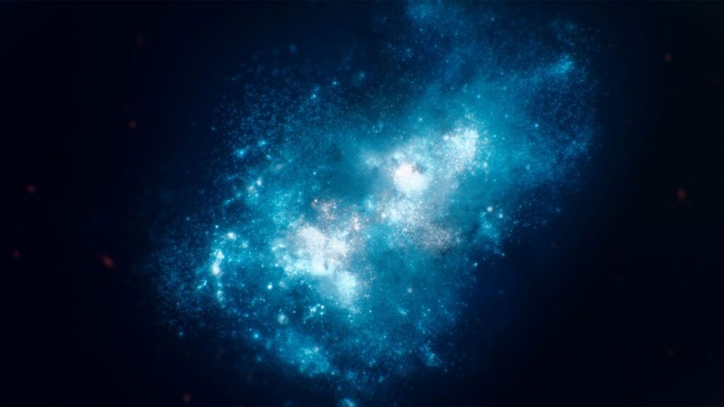 Hubble individua una galassia che aiuta a spiegare l'Era della Reionizzazione 1 Rappresentazione artistica della galassia MXDFz4.4 osservata da Hubble durante l'Era della Reionizzazione, con giovani stelle che emettono luce ionizzante nell'universo primordiale.