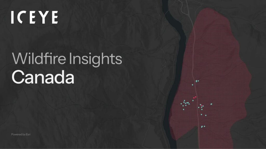 ICEYE estende in Canada la sua piattaforma satellitare per il monitoraggio degli incendi boschivi 1 Grafica di ICEYE Canada che mostra la piattaforma Wildfire Insights per il monitoraggio satellitare degli incendi boschivi tramite tecnologia SAR.