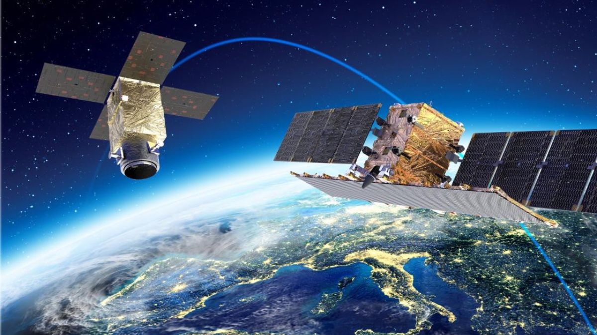 Render della costellazione IRIDE di Thales Alenia Space. Officina Stellare fornirà a Leonardo terminali ottici per comunicazioni laser destinati alla costellazione di osservazione della Terra.