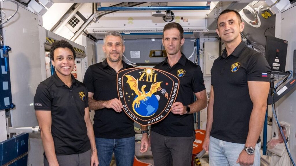 Crew-13 rinviata: NASA e SpaceX verificano una perdita nel sistema propulsivo della Dragon 1 Crew-13 rinviata: i quattro membri dell'equipaggio con l'emblema della missione durante l'addestramento