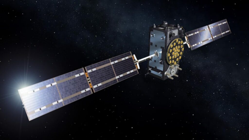 Programma spaziale UE: come Galileo, EGNOS, Copernicus e IRIS² stanno cambiando l'industria dell'aviazione 1 Satellite Galileo del Programma spaziale UE in orbita, utilizzato per servizi di navigazione satellitare e autenticazione OSNMA a supporto della sicurezza dell'aviazione europea.