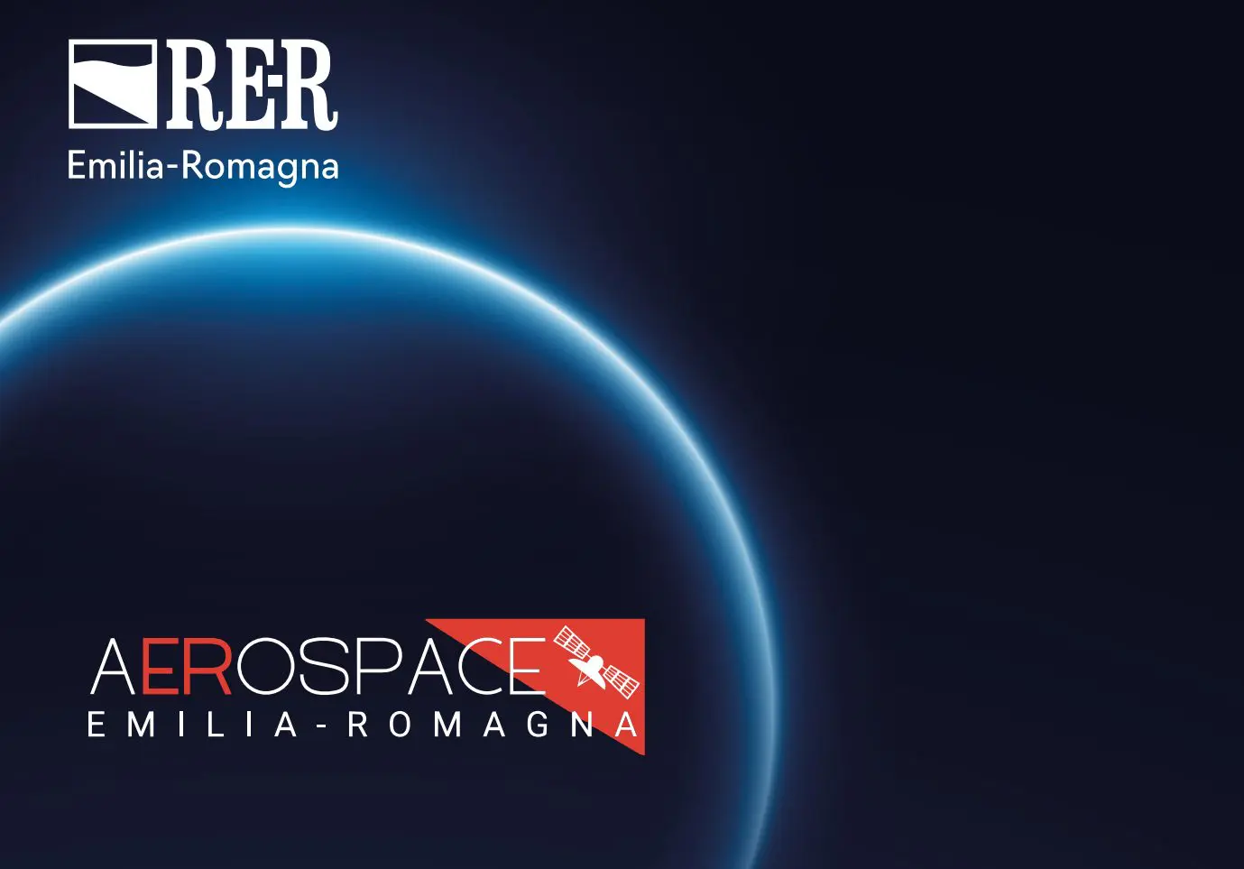 Logo Aerospace Emilia-Romagna con il profilo della Terra nello spazio